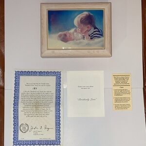 Wooden/Tile Music & Jewelry Box by Donald Zolan Brotherly Love 8” L x 6”…